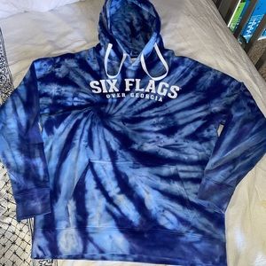 Sixflags blue tie-dye hoodie 💙✨